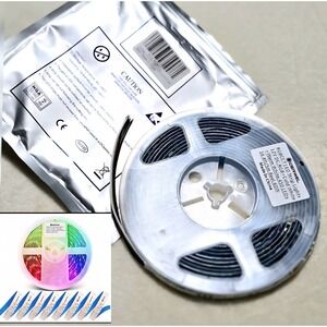 DERWEL‎ RGB CCT LED Strip Lights 12V DC 16.4ft Waterproof IP65 White